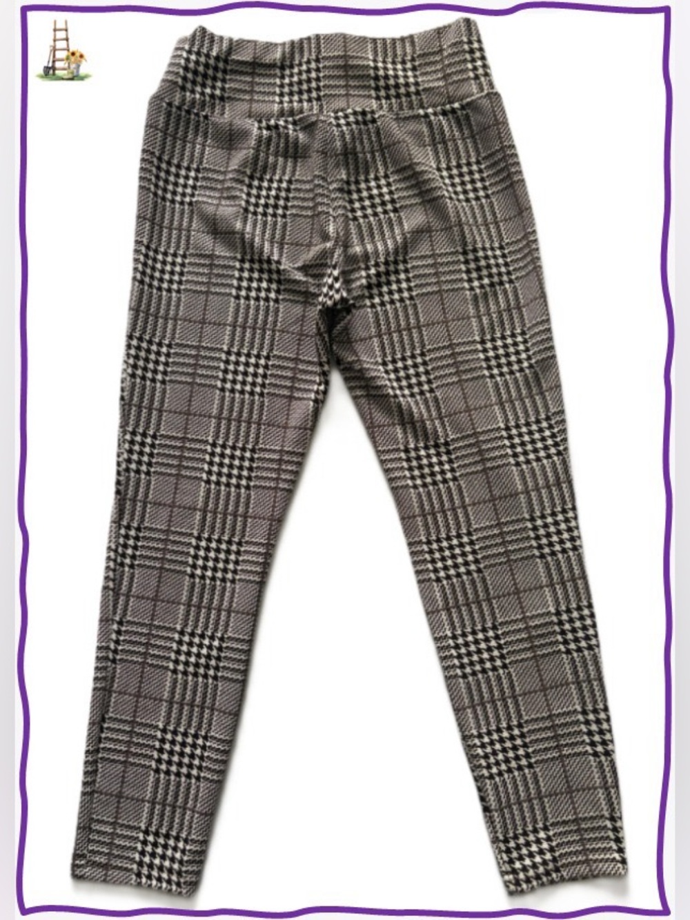 Emery Rose Plaid Pull-On Leggings in Brown & White